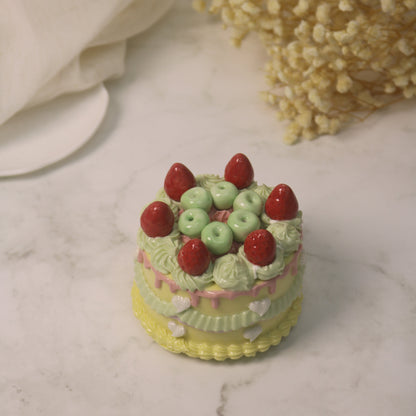Handmade Decorated Lemon Vanilla Strawberry Ceramic Cake