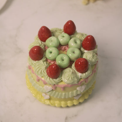Handmade Decorated Lemon Vanilla Strawberry Ceramic Cake