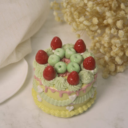 Handmade Decorated Lemon Vanilla Strawberry Ceramic Cake