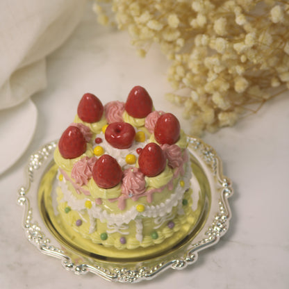 Handmade Decorated Lemon Vanilla Strawberry Cherry Ceramic Cake
