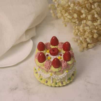 Handmade Decorated Lemon Vanilla Strawberry Cherry Ceramic Cake