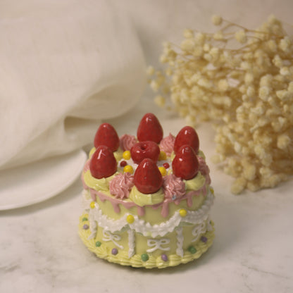 Handmade Decorated Lemon Vanilla Strawberry Cherry Ceramic Cake