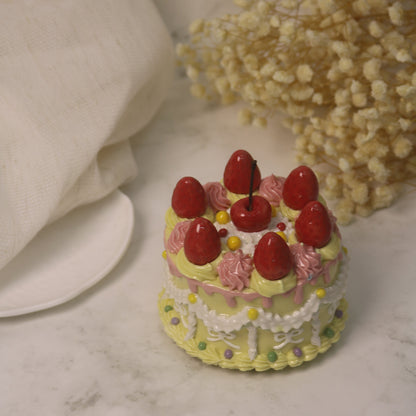 Handmade Decorated Lemon Vanilla Strawberry Cherry Ceramic Cake