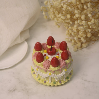 Handmade Decorated Lemon Vanilla Strawberry Cherry Ceramic Cake