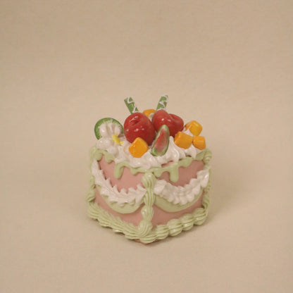 Handmade Dessert Sculpture, Square Ceramic Cake Art Ornament