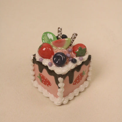 Handmade Fake Cake Ornament, Square Ceramic Dessert Decor