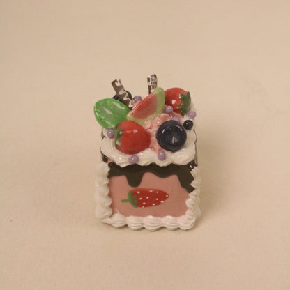 Handmade Fake Cake Ornament, Square Ceramic Dessert Decor