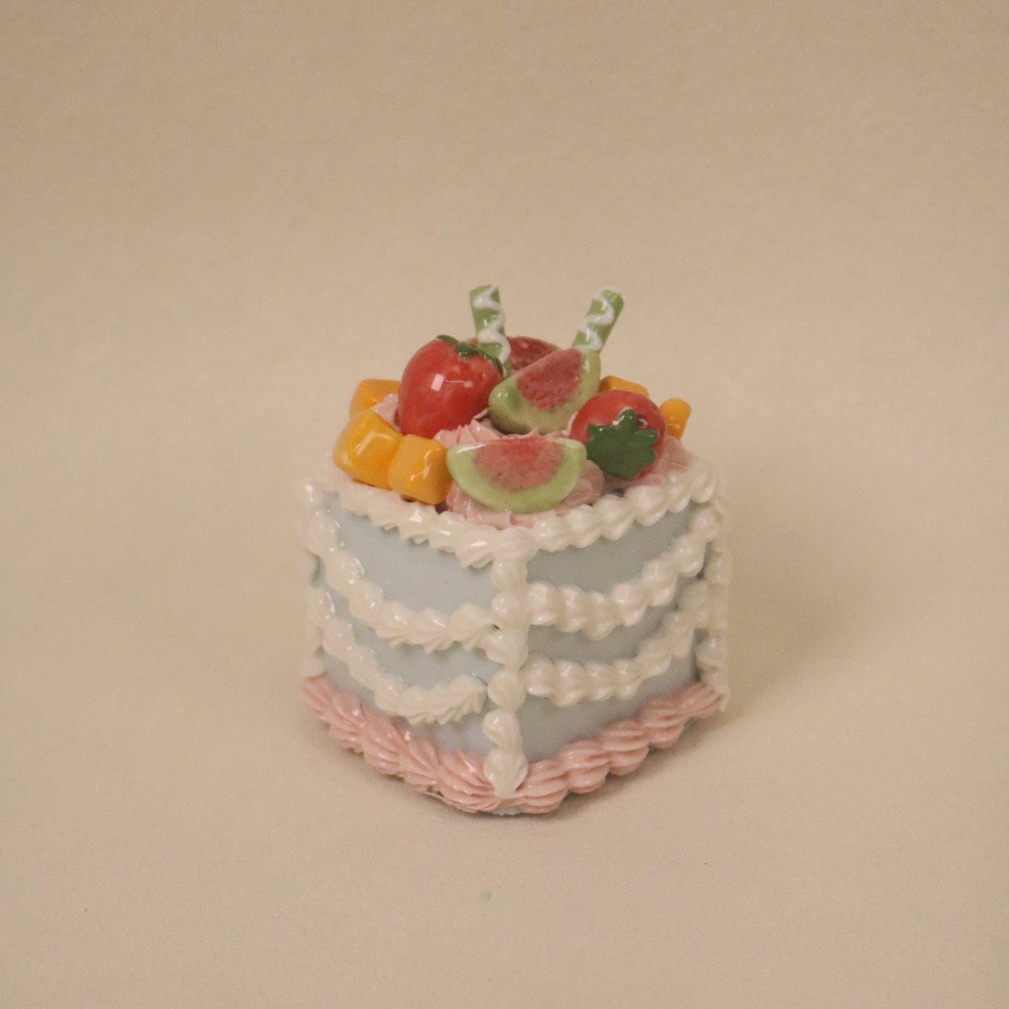Handmade Fruit Cream Ornament Square Ceramic Cake Decoration
