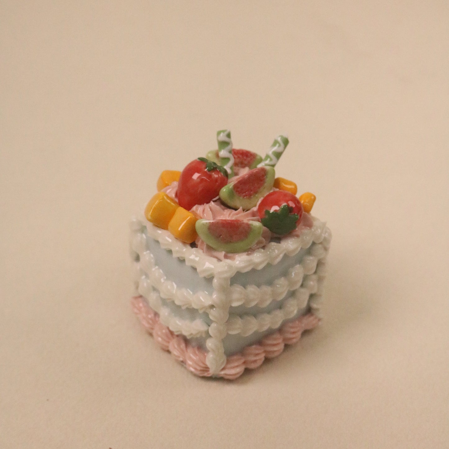 Handmade Fruit Cream Ornament Square Ceramic Cake Decoration