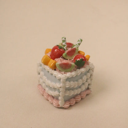 Handmade Fruit Cream Ornament Square Ceramic Cake Decoration