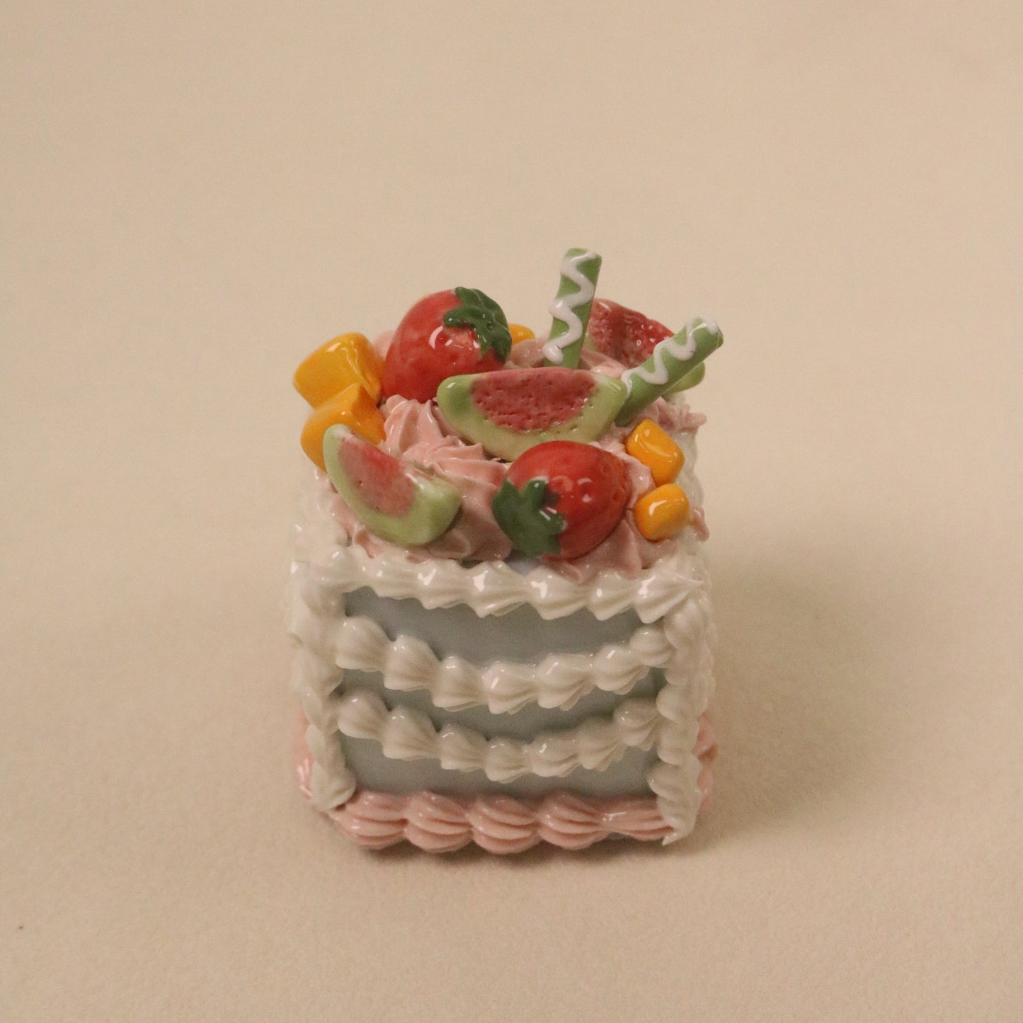 Handmade Fruit Cream Ornament Square Ceramic Cake Decoration