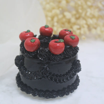 Handmade Gothic Ceramic Cake Sculpture, Black Rose & Thorn Figurine, Whimsical Art Collectible, Red Queen's Gift (CLAYYING)