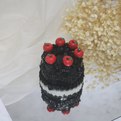 Handmade Gothic Ceramic Cake Sculpture, Black Rose & Thorn Figurine, Whimsical Art Collectible, Red Queen's Gift (CLAYYING)