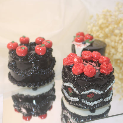 Handmade Gothic Ceramic Cake Sculpture, Black Rose & Thorn Figurine, Whimsical Art Collectible, Red Queen's Gift (CLAYYING)