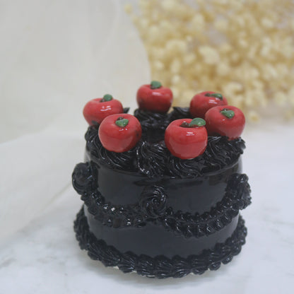 Handmade Gothic Ceramic Cake Sculpture, Black Rose & Thorn Figurine, Whimsical Art Collectible, Red Queen's Gift (CLAYYING)