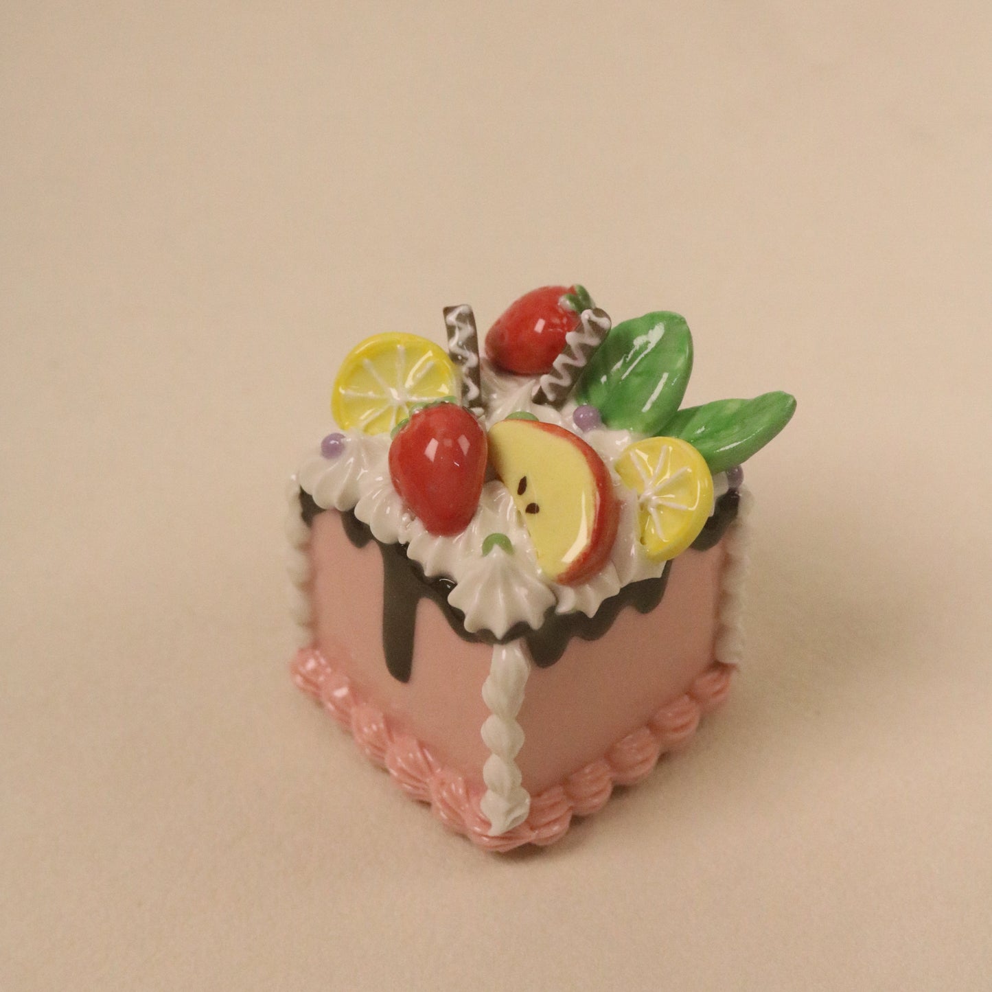 Handmade Square Cake Decor Ceramic Fruit Cream Cake Topper