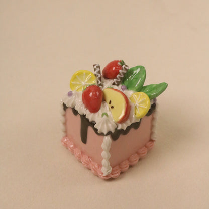 Handmade Square Cake Decor Ceramic Fruit Cream Cake Topper