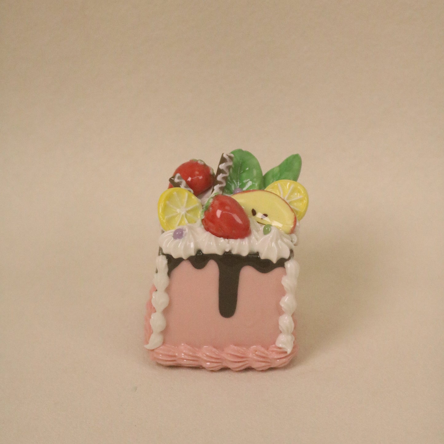Handmade Square Cake Decor Ceramic Fruit Cream Cake Topper