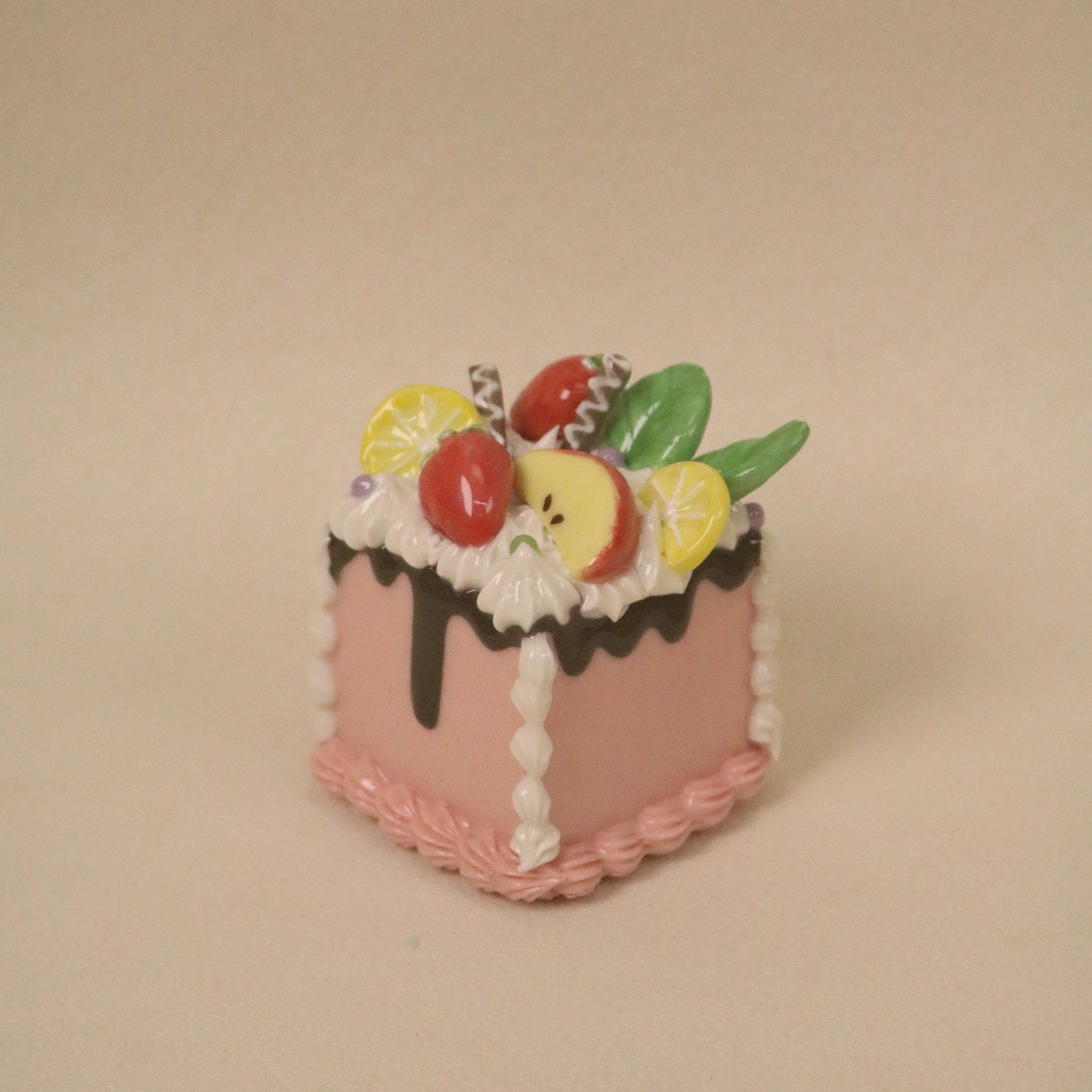 Handmade Square Cake Decor Ceramic Fruit Cream Cake Topper