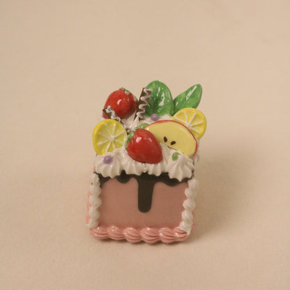 Handmade Square Cake Decor Ceramic Fruit Cream Cake Topper