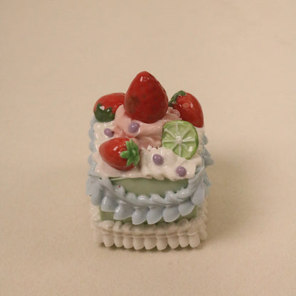 Handmade Square Ceramic Cake Decoration – Fruit Cream Style Cake Topper