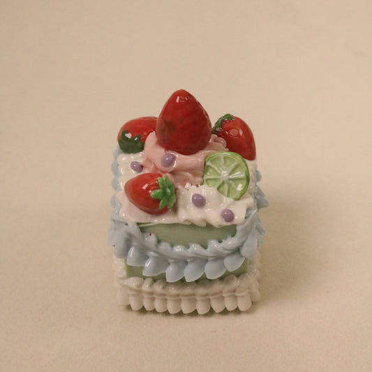 Handmade Square Ceramic Cake Decoration – Fruit Cream Style Cake Topper