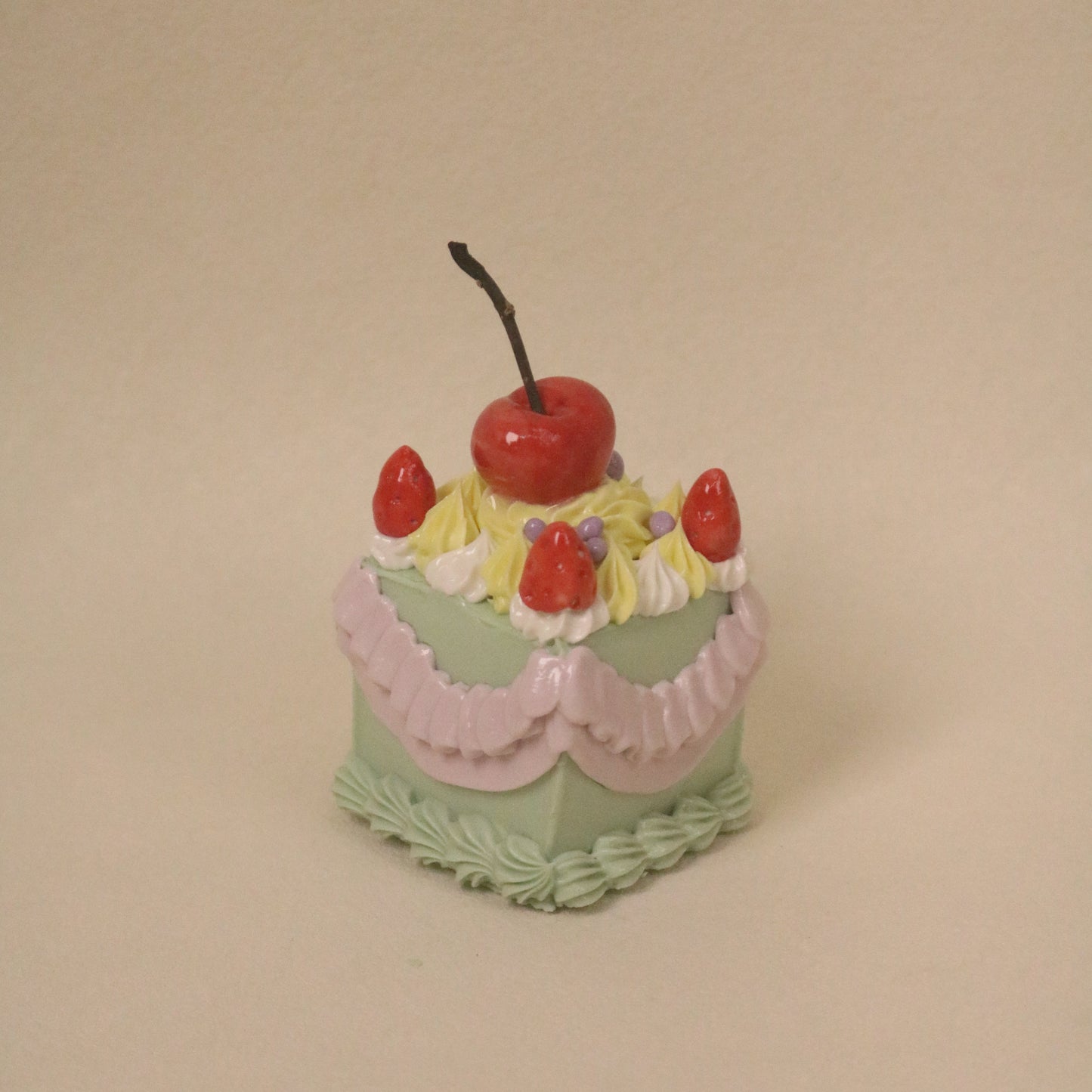 Handmade Ceramic Cherry And Strawberry Square Fruit Cream Dessert Decoration