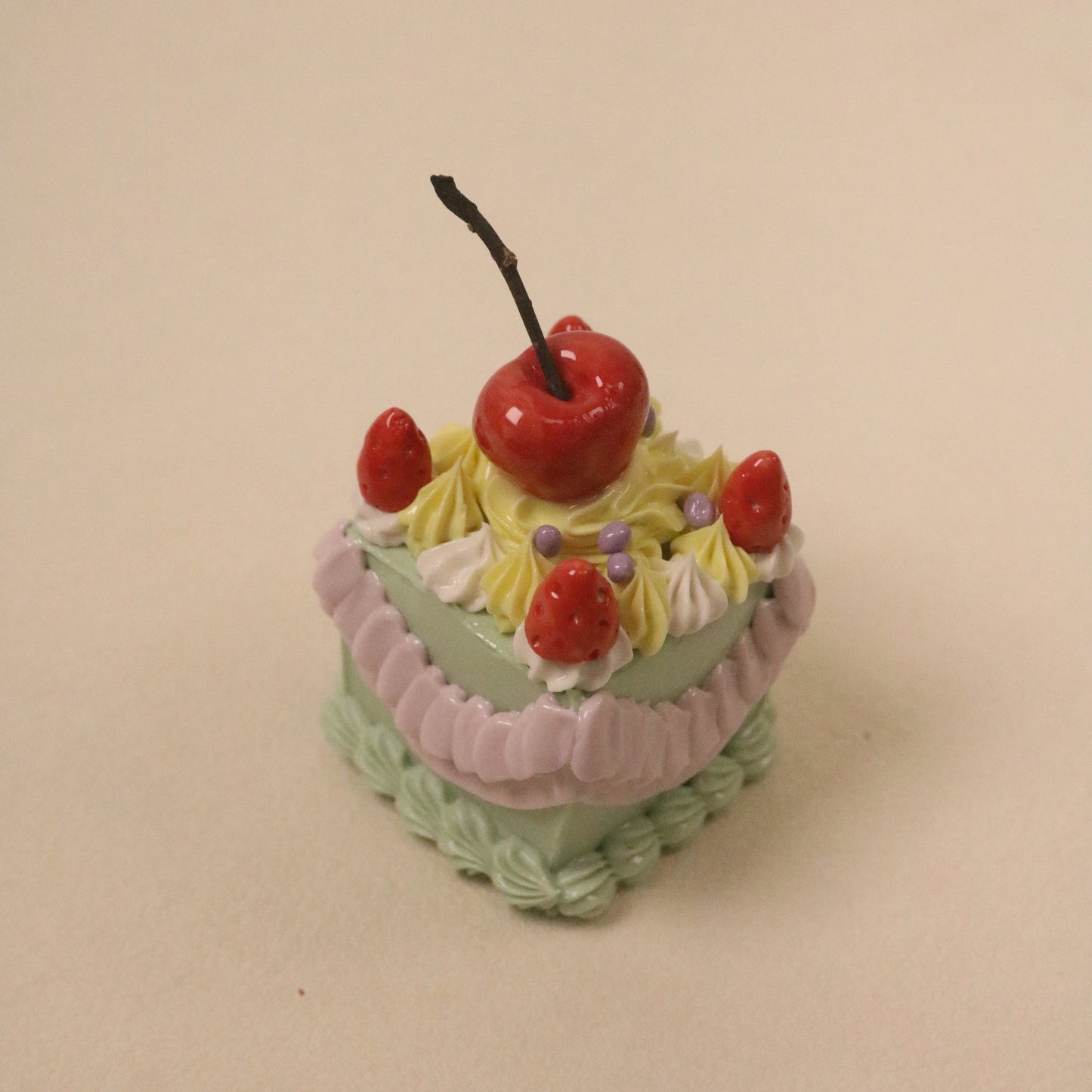 Handmade Ceramic Cherry And Strawberry Square Fruit Cream Dessert Decoration