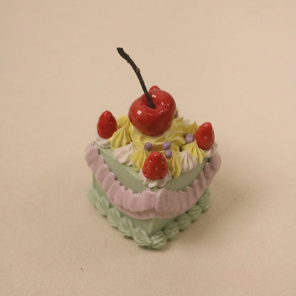 Handmade Ceramic Cherry And Strawberry Square Fruit Cream Dessert Decoration