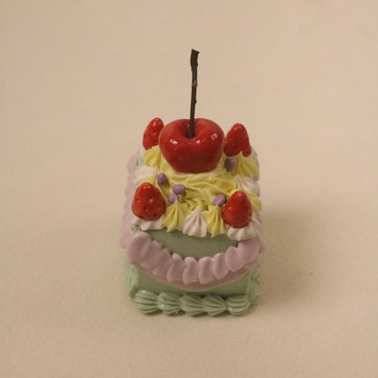 Handmade Ceramic Cherry And Strawberry Square Fruit Cream Dessert Decoration
