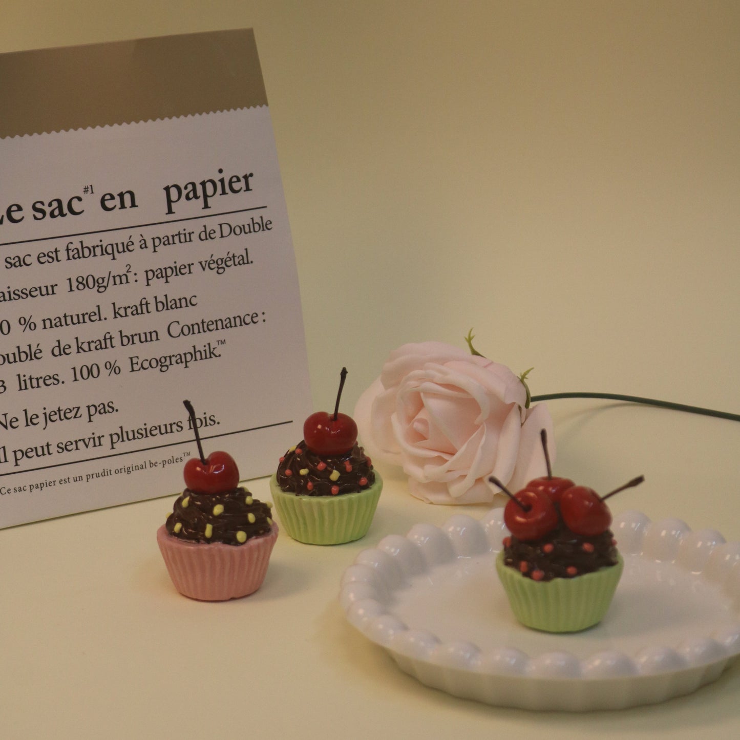 Handmade Mini Paper Cup Ceramic Cake Decorations | Ceramic Fruit Cake Toppers