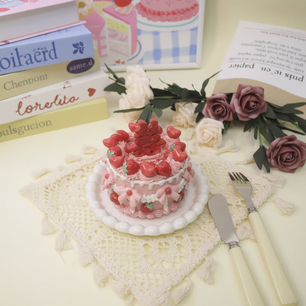 Handmade Chinese Wedding Double Happiness Cake Decorations | Ceramic Xi Cake Toppers