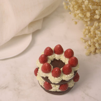 Handmade Fake Cake Ornament Ceramic Chocolate Strawberry Dessert Decor