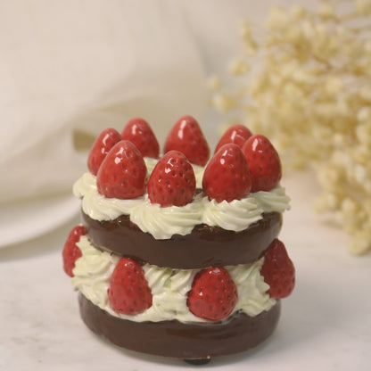 Handmade Fake Cake Ornament Ceramic Chocolate Strawberry Dessert Decor
