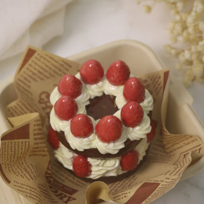 Handmade Fake Cake Ornament Ceramic Chocolate Strawberry Dessert Decor