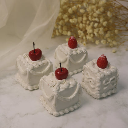 Clementine Crimson Strawberry Spirit in Porcelain Frosting Handmade Ceramic Cake Desk Decor