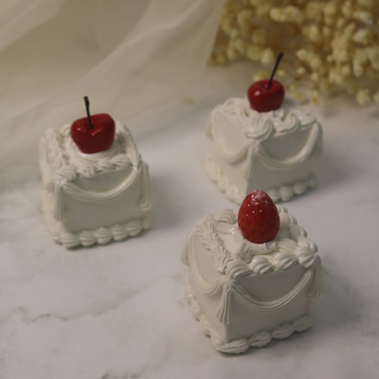 Clementine Crimson Strawberry Spirit in Porcelain Frosting Handmade Ceramic Cake Desk Decor