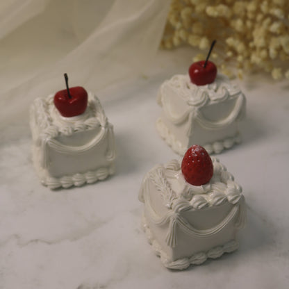 Clementine Crimson Strawberry Spirit in Porcelain Frosting Handmade Ceramic Cake Desk Decor