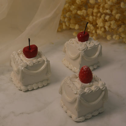 Clementine Crimson Strawberry Spirit in Porcelain Frosting Handmade Ceramic Cake Desk Decor