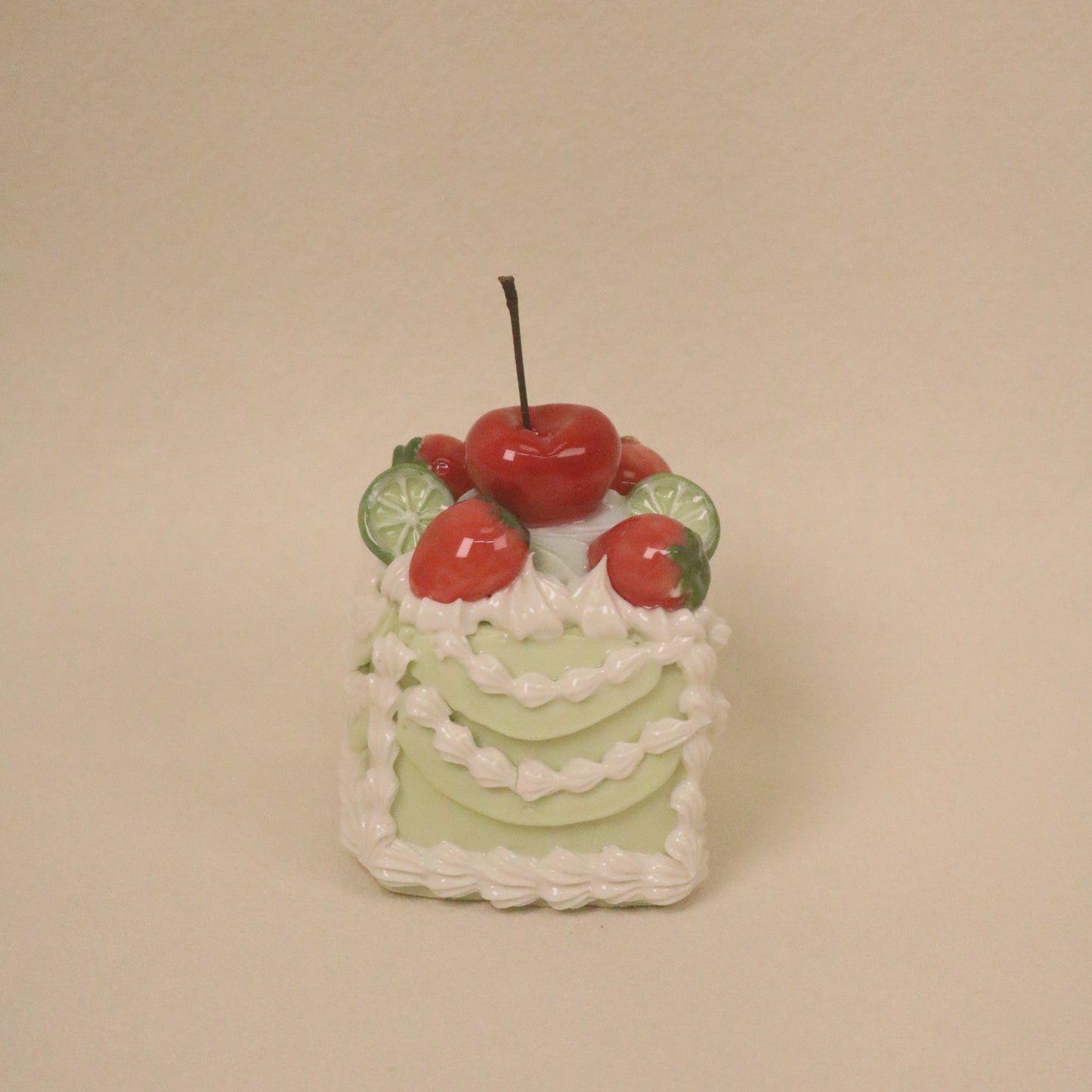 Mini Square Ceramic Cake Ornament, Handmade Cute Desk Decor