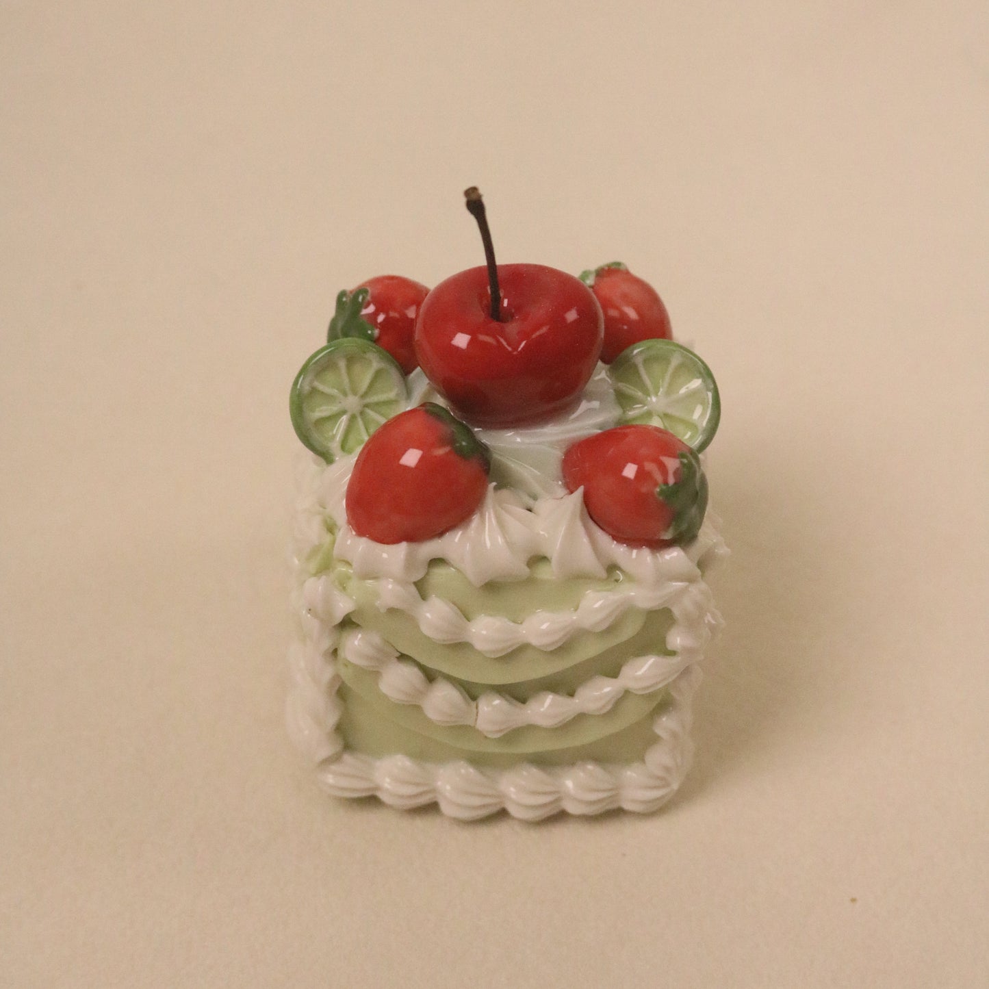 Mini Square Ceramic Cake Ornament, Handmade Cute Desk Decor