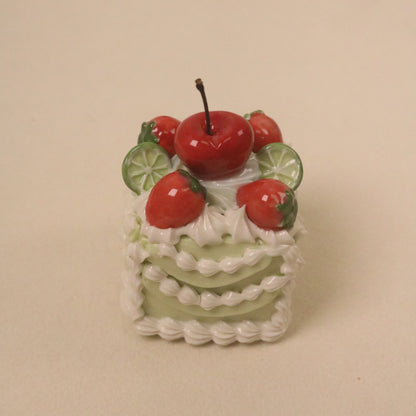 Mini Square Ceramic Cake Ornament, Handmade Cute Desk Decor