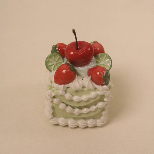 Mini Square Ceramic Cake Ornament, Handmade Cute Desk Decor