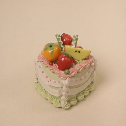 Cute Ceramic Cake Ornament, Square Handmade Dessert Decor