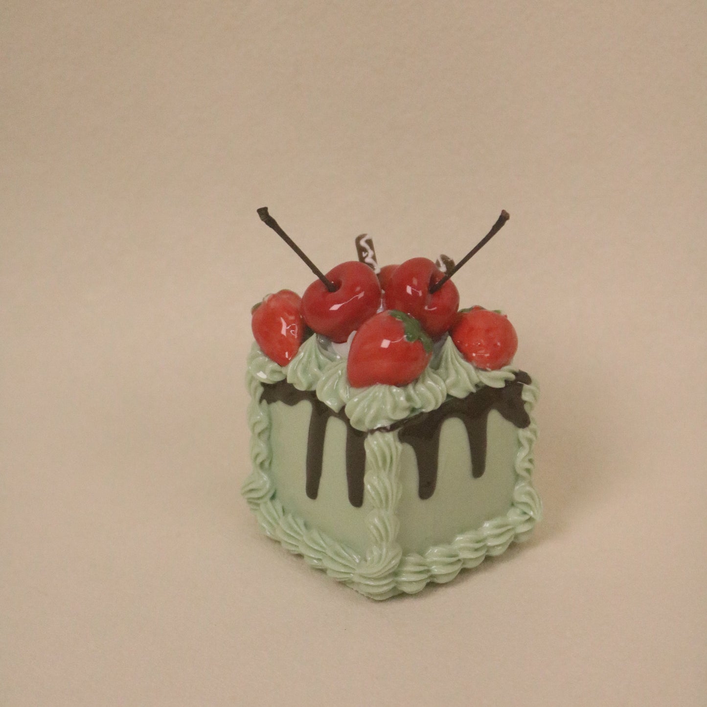 Square Mini Ceramic Cake, Cute Fruit Cream Home Decor Accent