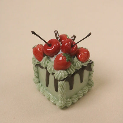 Square Mini Ceramic Cake, Cute Fruit Cream Home Decor Accent
