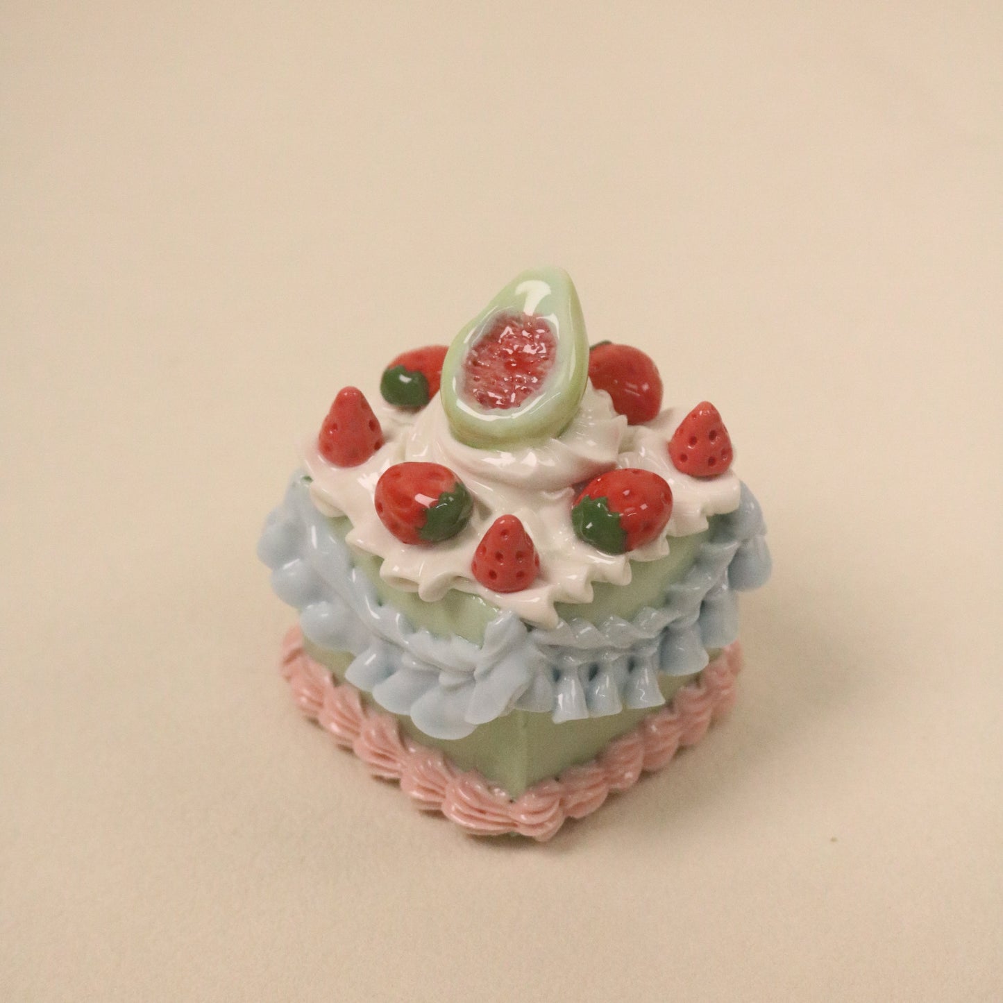 Modern Handmade Ceramic Dessert Piece – Square Cake Ornament