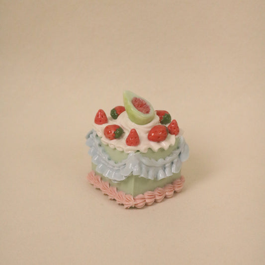 Modern Handmade Ceramic Dessert Piece – Square Cake Ornament