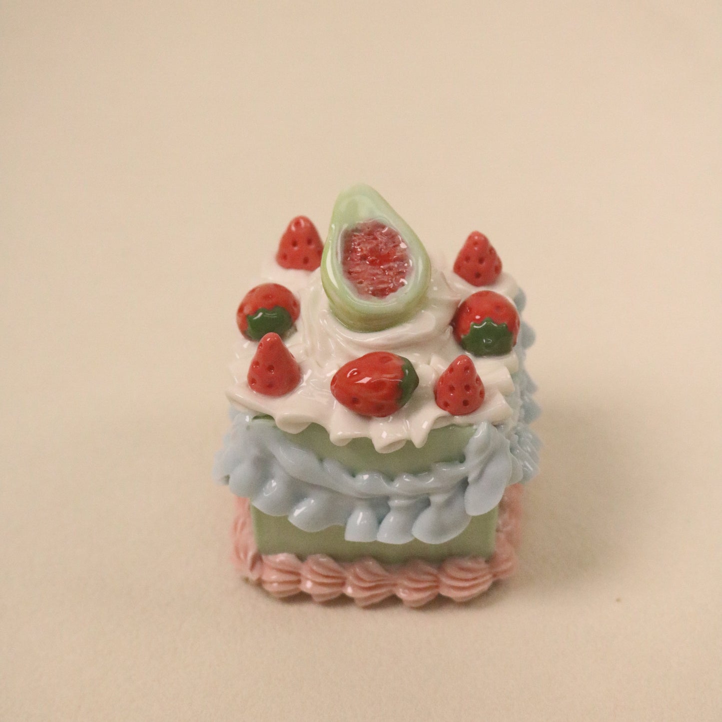 Modern Handmade Ceramic Dessert Piece – Square Cake Ornament