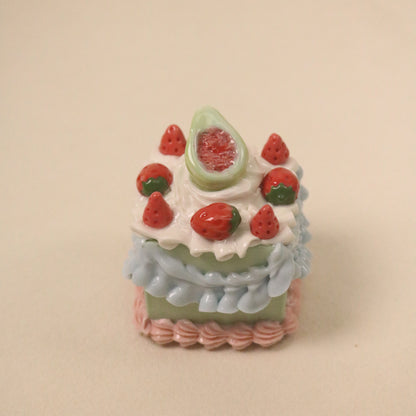 Modern Handmade Ceramic Dessert Piece – Square Cake Ornament